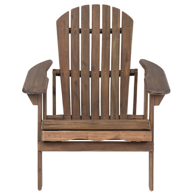Roomfitters Foldable Adirondack Chair with Pull-Out Ottoman, Solid Wood Outdoor Recliner