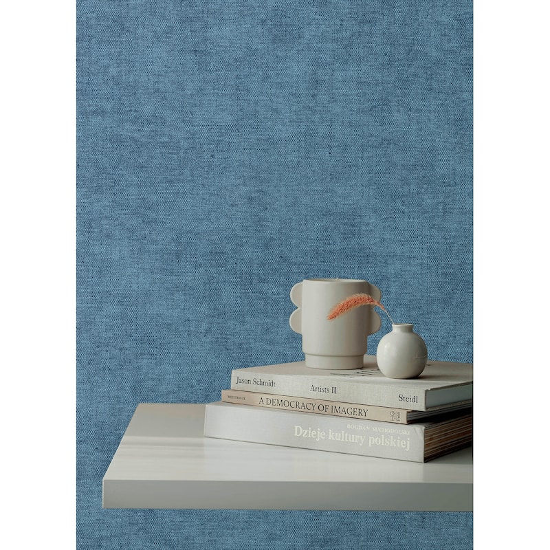A-Street Prints Nuovo Denim Faux Linen Wallpaper