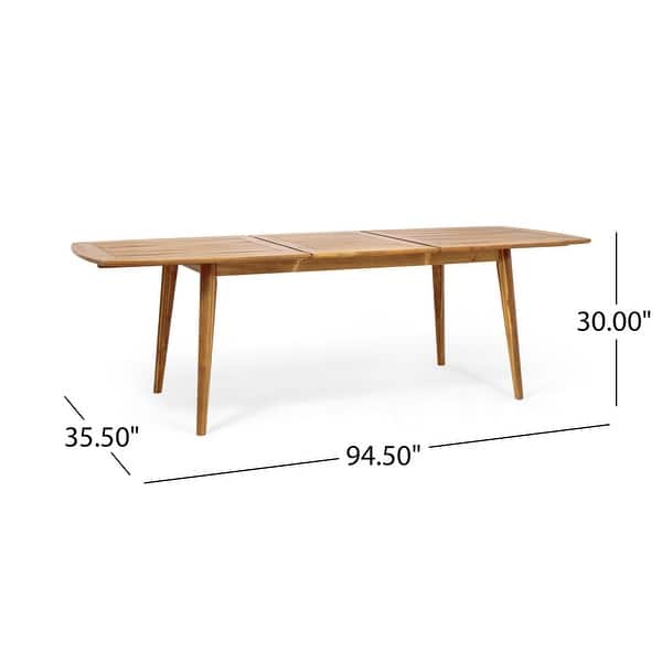 dimension image slide 3 of 4, Stamford Acacia Wood Outdoor 9-piece Expandable Dining Set by Christopher Knight Home