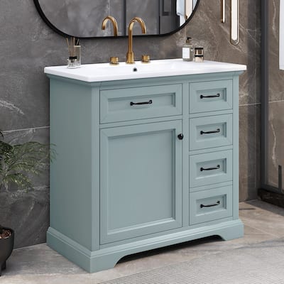 24" Bathroom Vanity Set with Ceramic Sink & 2 Doors