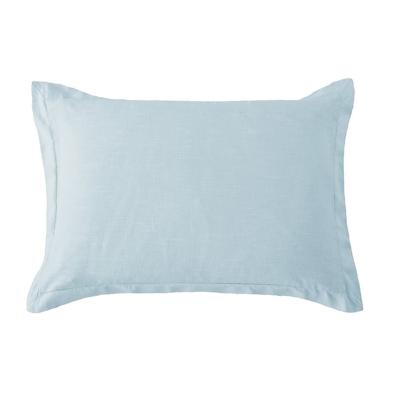 HiEnd Accents Hera Washed Linen Tailored Dutch Euro Pillow, 27"x39" - Light Blue