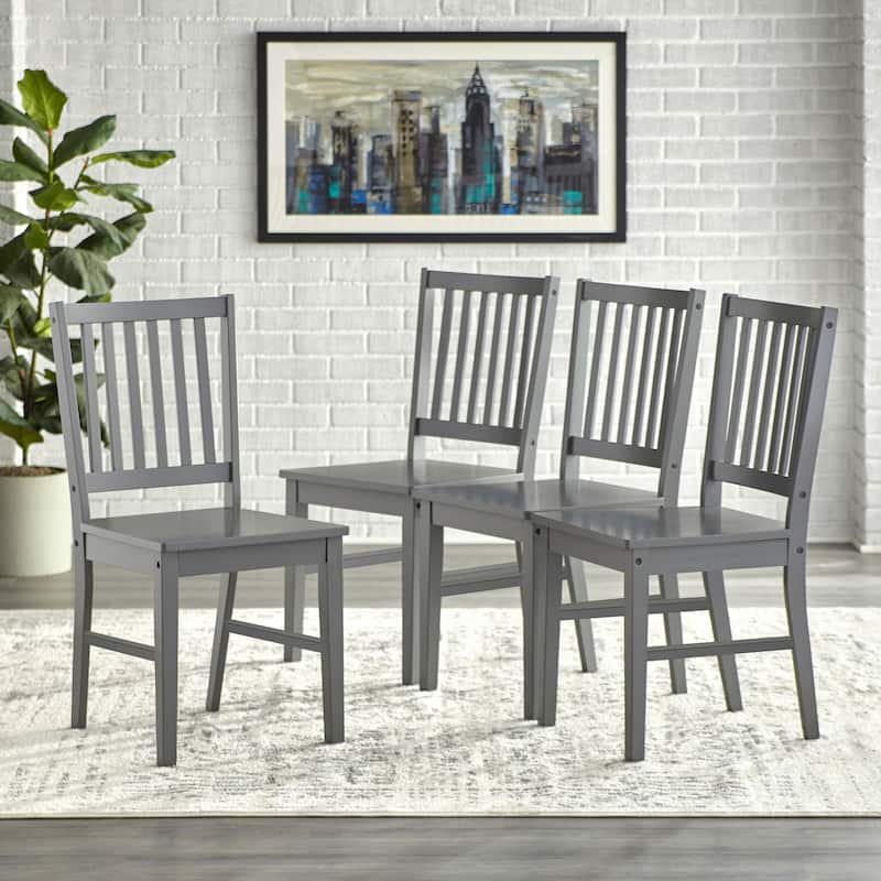 Simple Living Solid Wood Slat Back Dining Chairs (Set of 4) - Charcoal Grey