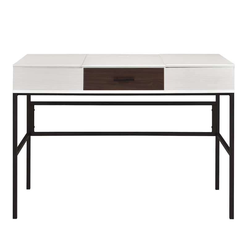 GDFStudio - Natalie Industrial Writing Desk with USB Port, Storage Drawer, and Smooth Glide Design