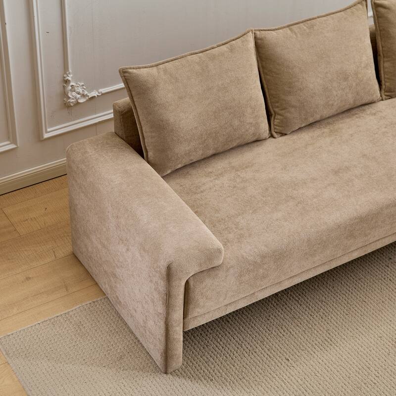 Modern Upholstered Velvet Sofa 3 Seater with Spring Cushion Support