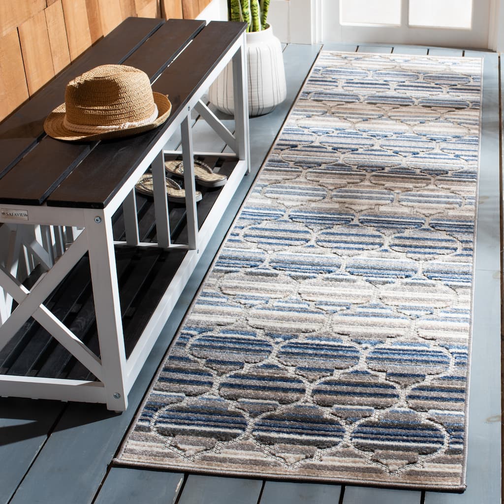 SAFAVIEH Cabana Kaleen Indoor/ Outdoor Waterproof Patio Trellis Rug - 2'2" x 11' Runner
