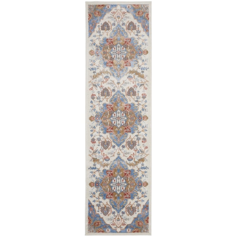 Cogol Power Loomed Abstract Floral Non Skid Stain Resistant Low Pile Area Rug By HomeRoots - 90' X '27' X '0.25