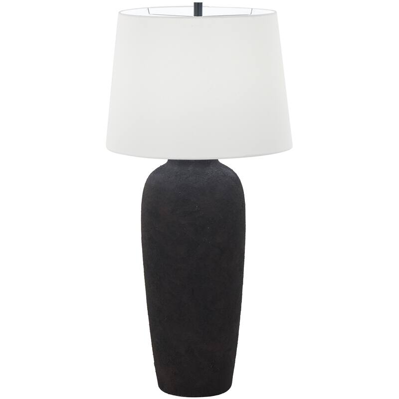 Light Brown, Black or Brown Ceramic Tall Distressed Antique Style Textured Room Table Lamp with Cream Linen Shade