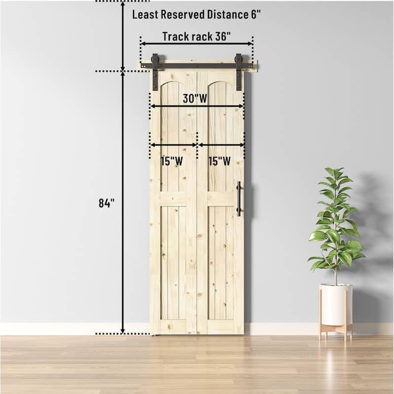Coast Sequoia Arch Top 30in./36in./48in./60in./72in./96in. x 84in. Knotty Pine Wood Unfinished Bi-Fold Door With Hardware Kit