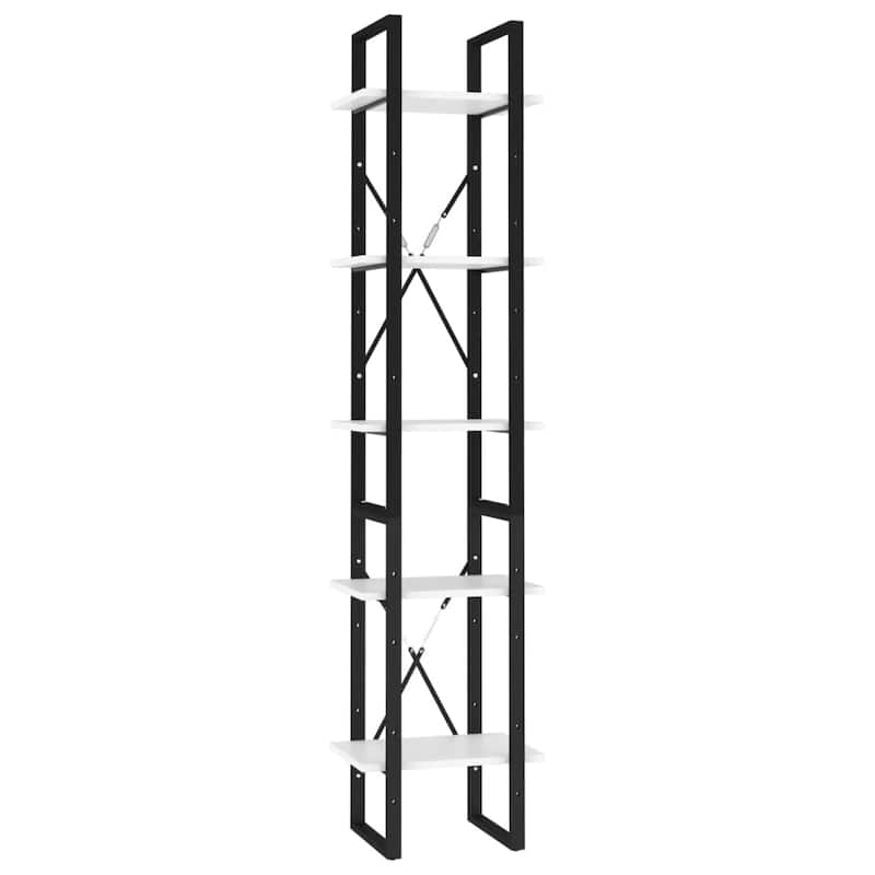 vidaXL 5-Tier Book Cabinet White 15.7"x11.8"x68.9" Engineered Wood - 15.7" x 11.8" x 41.3"
