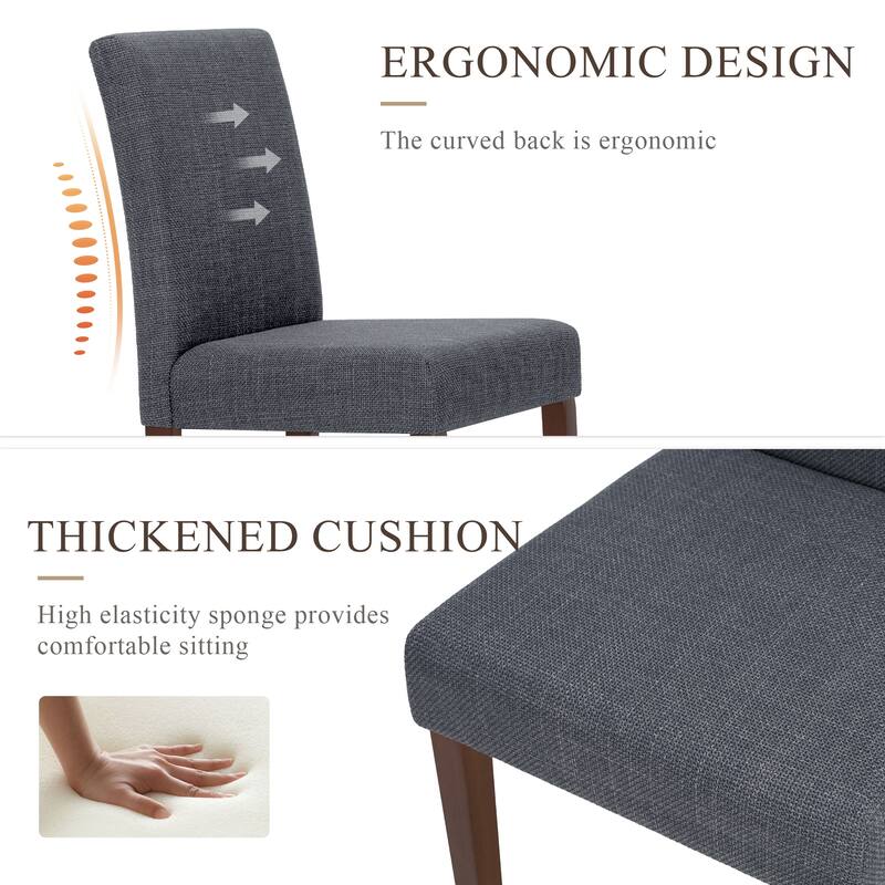 Set of 2 Modern Fabric Dining Chairs, Beige Upholstered Side Chairs with Wood Legs for Farmhouse