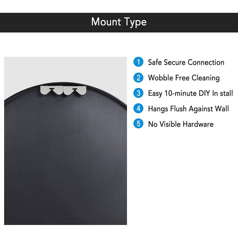 Wall Round Mirror 30'' Modern Brushed Metal Frame Wall-Mounted