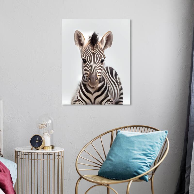 Wynwood Studio Canvas Animals Baby Animal Zebra Brown and Dark Brown Modern & Contemporary Wall Art Canvas Print - Brown, White - 24 x 20