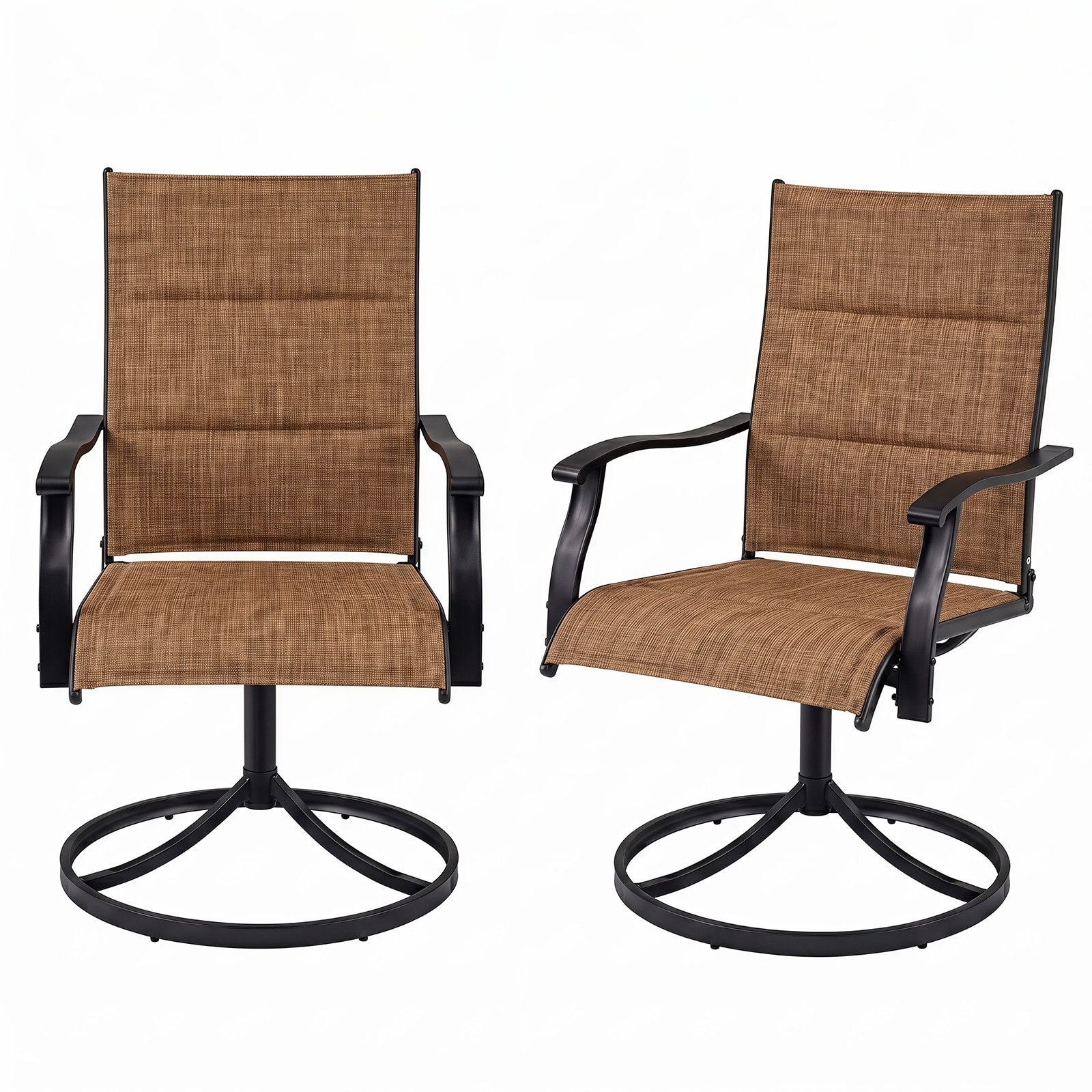 Gymax Padded Patio Swivel Chairs Set of 2 Ergonomic Outdoor Dining