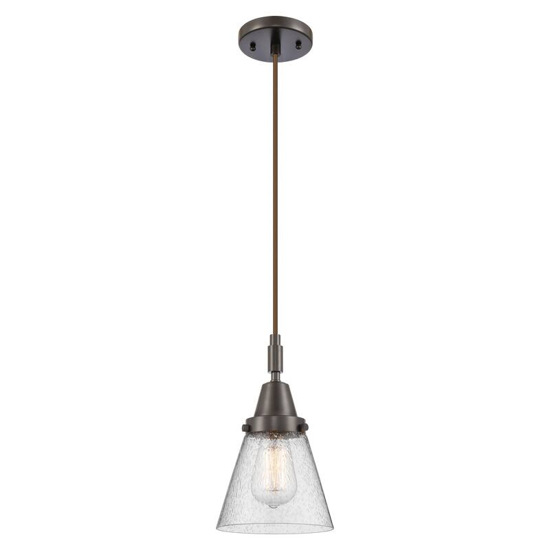 Innovations Lighting Downtown Urban - Caden Cone - 1 Light 6" Cord Hung Mini Pendant - Oil Rubbed Bronze/Seedy Shade