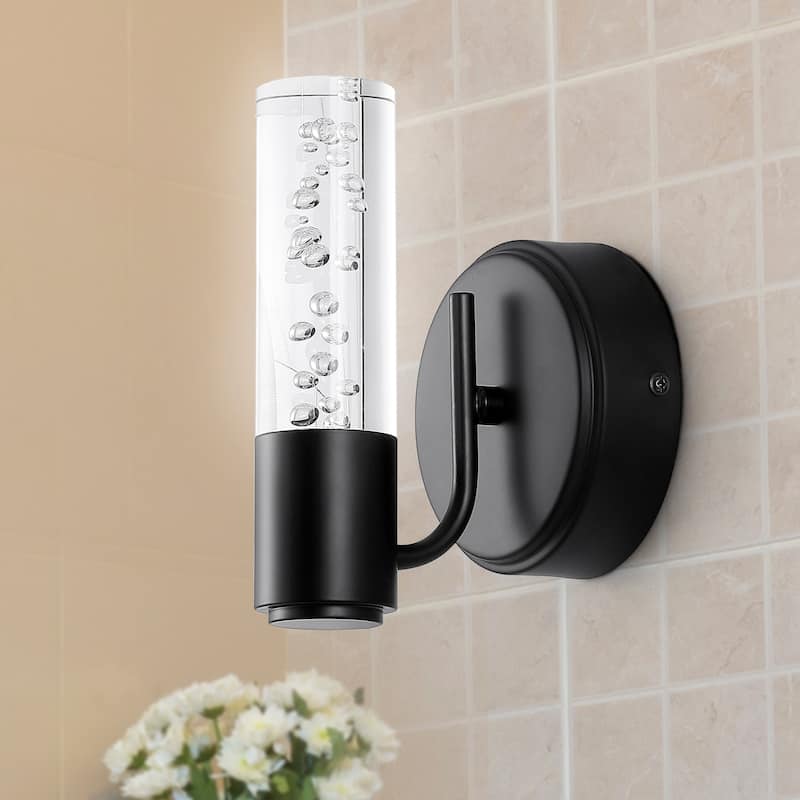 Alain Minimalist Modern Bubble Acrylic/Iron Integrated LED Vanity Light, by JONATHAN Y