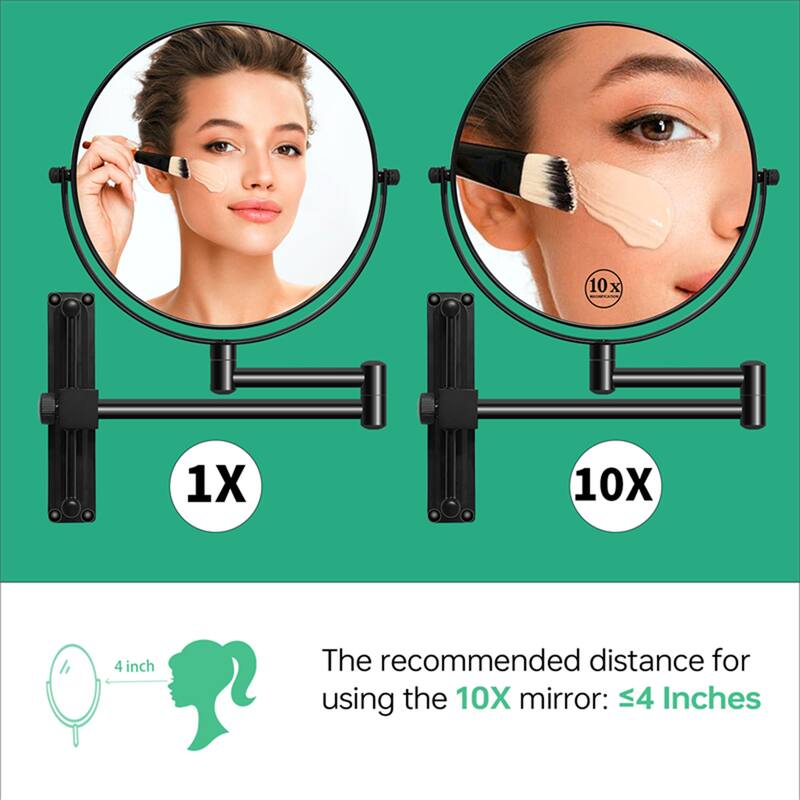 8" 1x/10x Magnifying Double Sided Vanity Mirror Height Adjustable