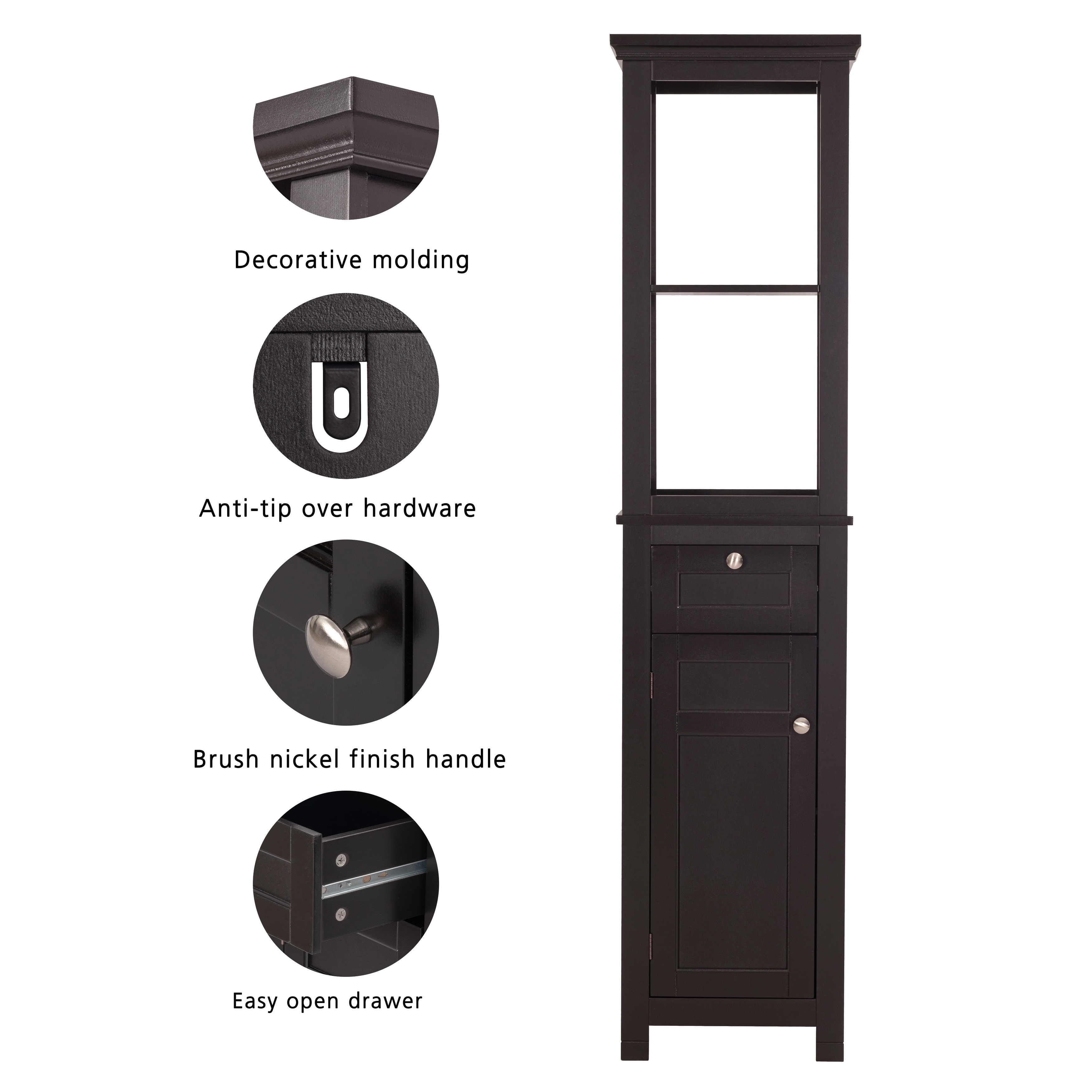 Spirich-Bathroom Wall Spacesaver Storage Cabinet Over The Toilet with Door  , Wooden, White - On Sale - Bed Bath & Beyond - 32620437