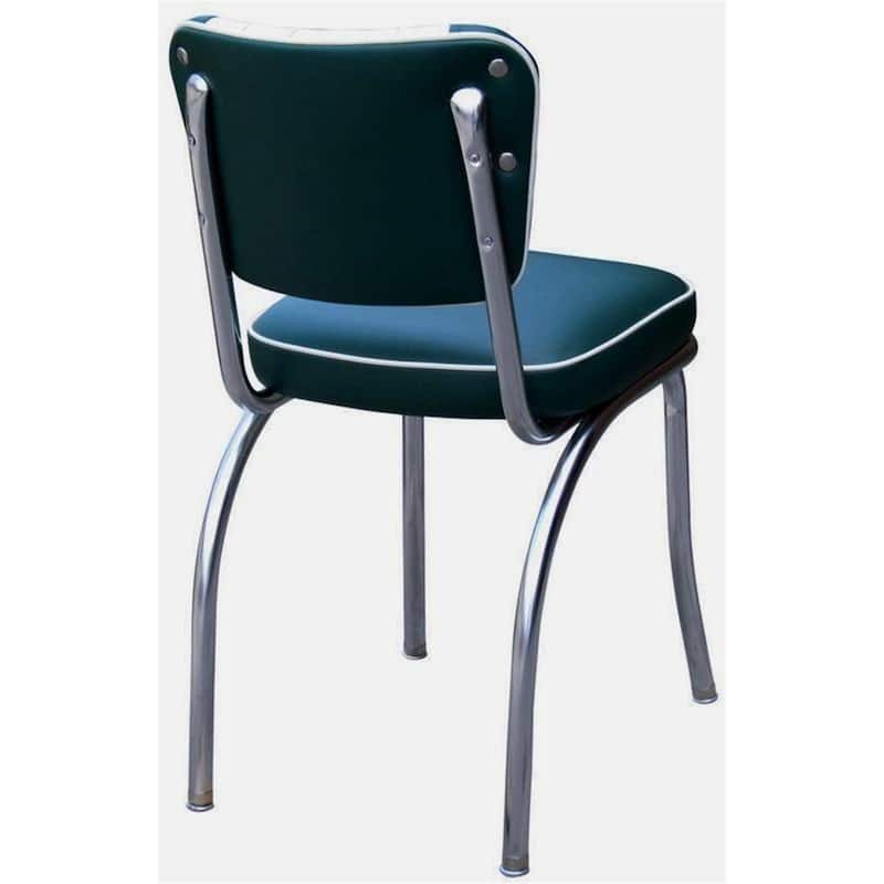 Diner Chair Retro Style Chrome Frame Vinyl Seat - Black White - Restaurant Kitchen Bar - 31.5