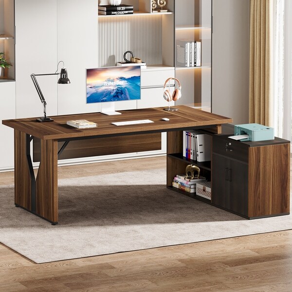 71 Inch Executive Desk with Cabinet L Shaped Desk with Locking Drawer On Sale Bed Bath Beyond 41494025