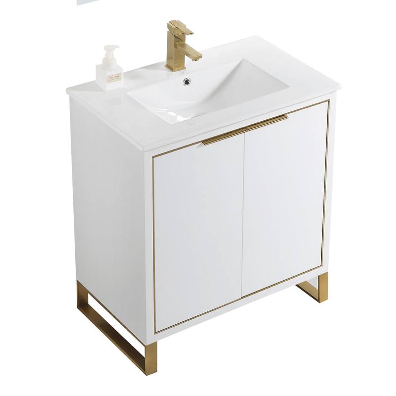 Fine Fixtures Opulence Collection Bathroom Vanity with White Ceramic Sink
