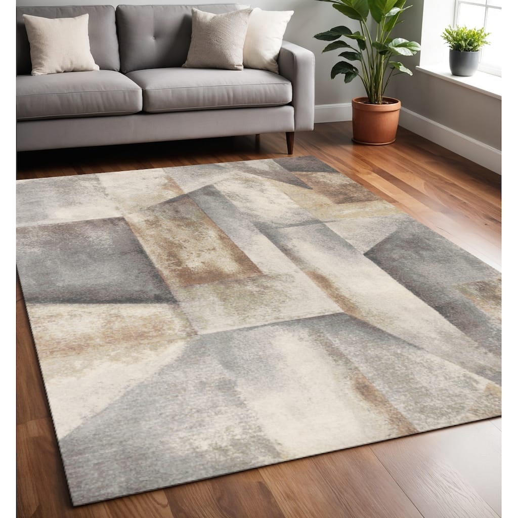HomeRoots Abstract Modern Rectangle Area Rug - 5' X 8'
