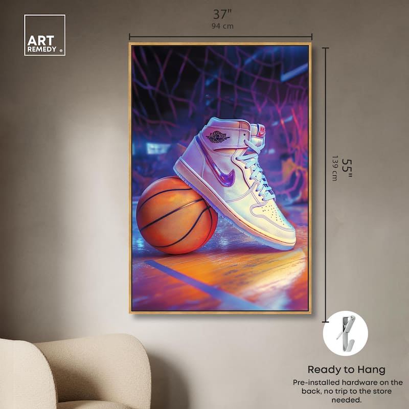 Neon Basketball Court Canvas by Art Remedy