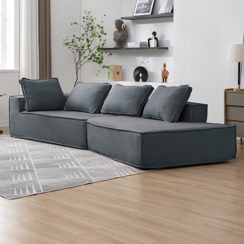 Mixoy 122" 2-Pieces Convertible Sectional Sofa,Oversized Sleeper Couch,Curved Modern Sofas for Living Room