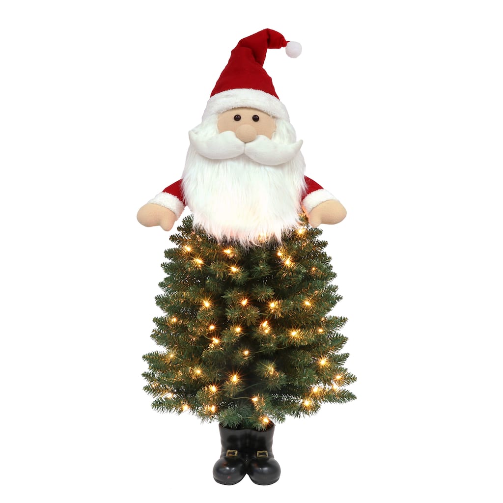 Puleo International 4 ft. Pre-Lit Santa Tree