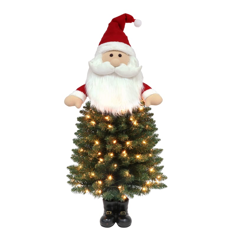 Puleo International 4 ft. Pre-Lit Santa Tree - Green