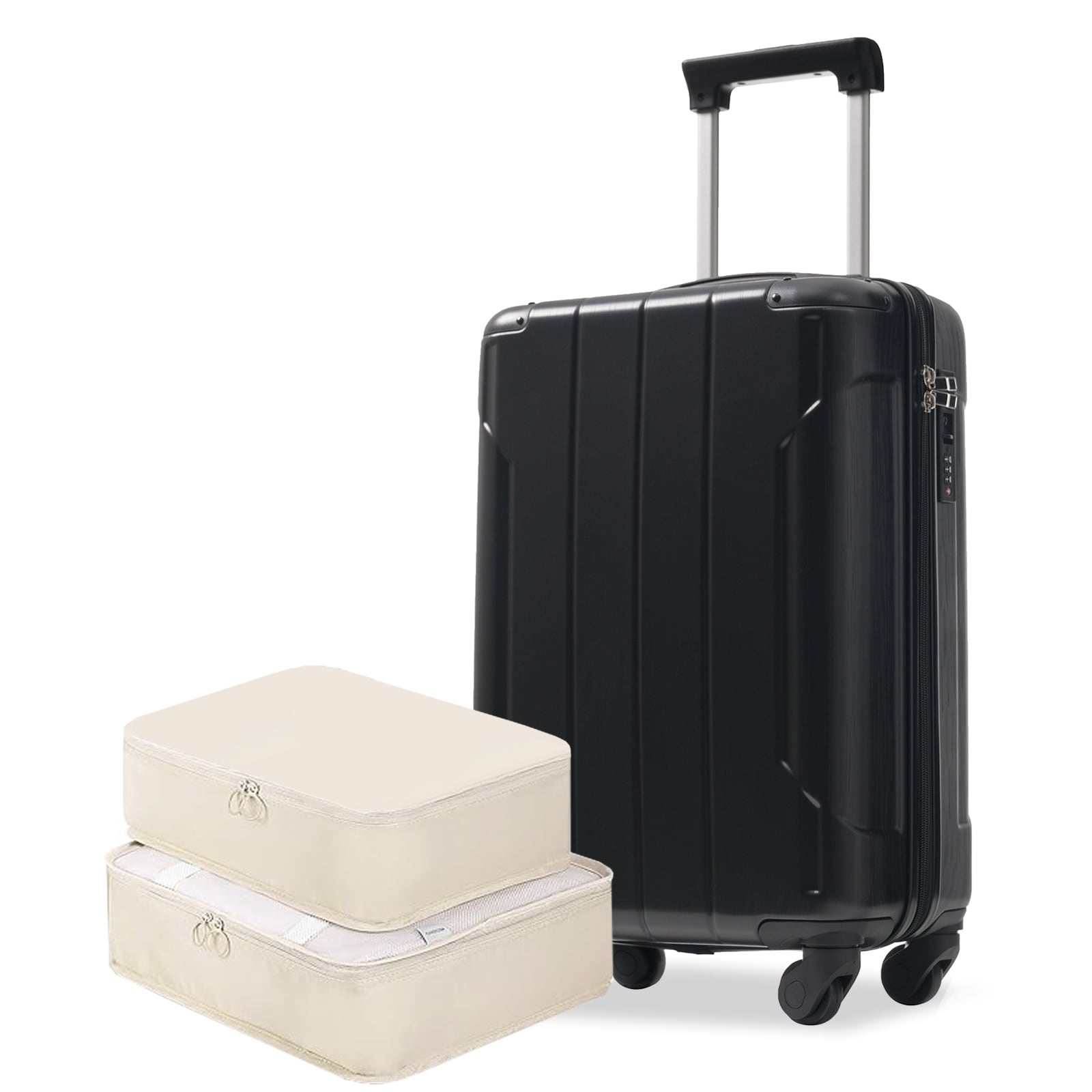 20-Inch Hardshell Carry-On Luggage, Lightweight Durable ABS Suitcase with Spinner Wheels, Built-in TSA Lock, 2 Packing Cubes