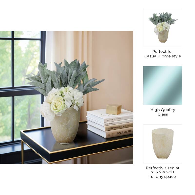 Glass Decorative Vase Textured Handcrafted Sculptural Statement Style