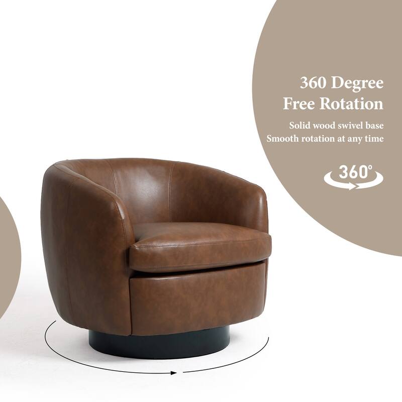 UIXE 2 Set Modern PU Leather Swivel Barrel Chairs Rounded Accent Chair