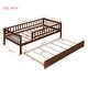 preview thumbnail 4 of 46, Wooden Daybed, Twin Sofa Bed with Trundle and Fence Guardrails for Kids Teens Adults, Wood Slat Support, No Box Spring Needed