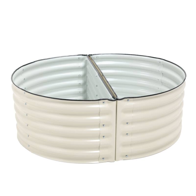 Aoodor Metal Raised Garden Bed - 42''(L) x 24''(W) x 17''(H) - Outdoor Garden Planter Box- Beige (Set of 2) - White