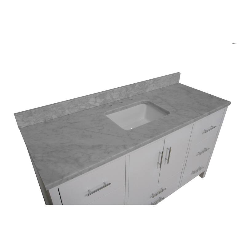 KitchenBathCollection California 60" Single Bathroom Vanity with Carrara Marble Top