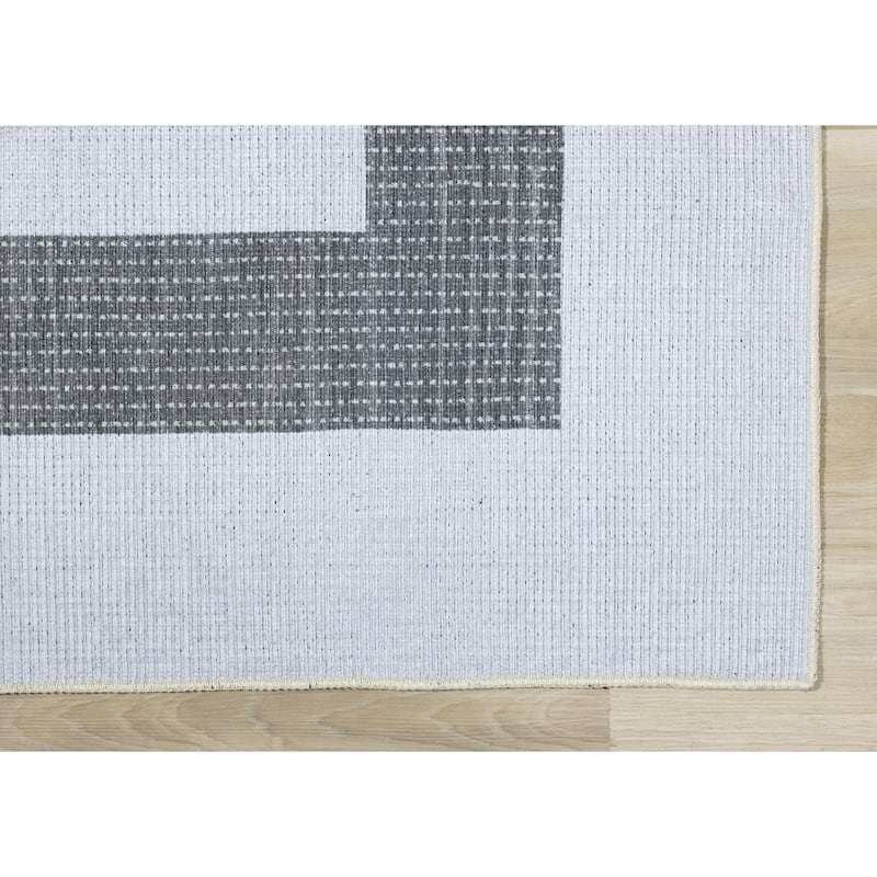 White Grey Passing Moons Printed Area Rug