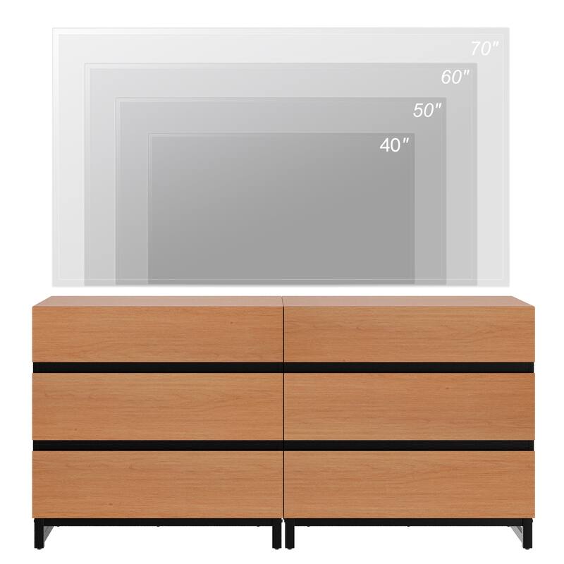 WAMPAT Modern TV Stand with Drawers and Metal Base