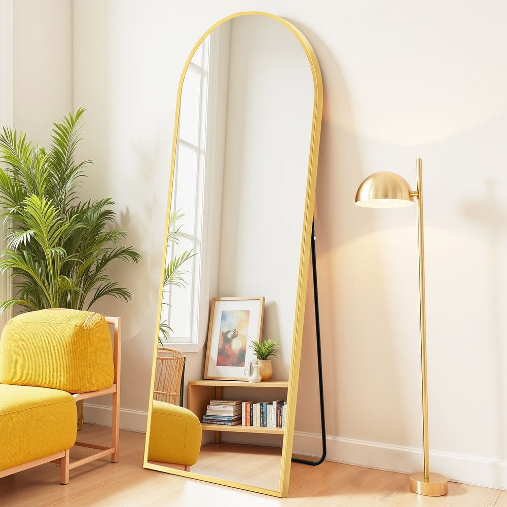 Full Length Mirror with Stand, Floor Mirror with Aluminum Alloy Frame for Bedroom, Standing Full Body Mirror for Wall, Cloakroom