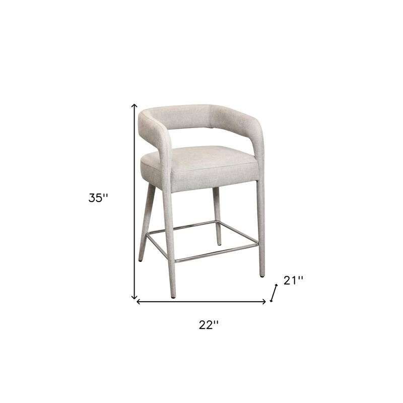 HomeRoots 25" Ivory Metal and Fabric Low Back Counter Height Bar Chair
