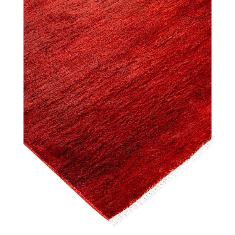 Overton Hand Knotted Wool Vintage Inspired Modern Contemporary Overdyed Red Area Rug - 12' 0" x 18' 9"