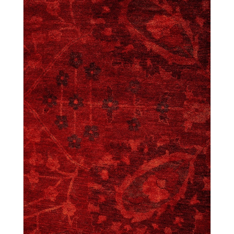 Overdyed, One-of-a-Kind Hand-Knotted Area Rug - Red - 11' 10" x 17' 10"
