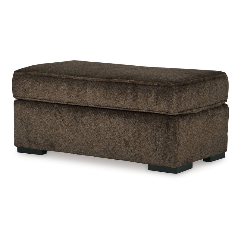 Ayle Ottoman with Low Profile Legs, Chocolate Brown Polyester 44 Inch