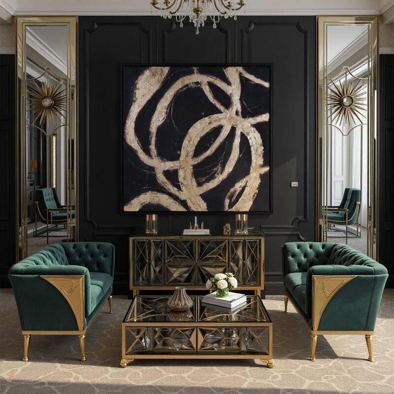 Allan Andrews Ballare Black and Gold Square Canvas Wall Art