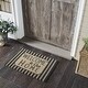 preview thumbnail 1 of 3, Welcome To Our Home Charcoal Stripes Coir Rug Rect 20x30 Dark Grey