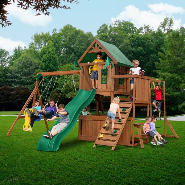 slide 2 of 13, Swing-N-Slide Knightsbridge Plus Wood Outdoor Swing Set