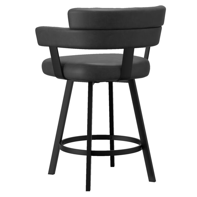 Contemporary Faux Leather & Metal 26" Counter Stool with Swivel, Set of 2