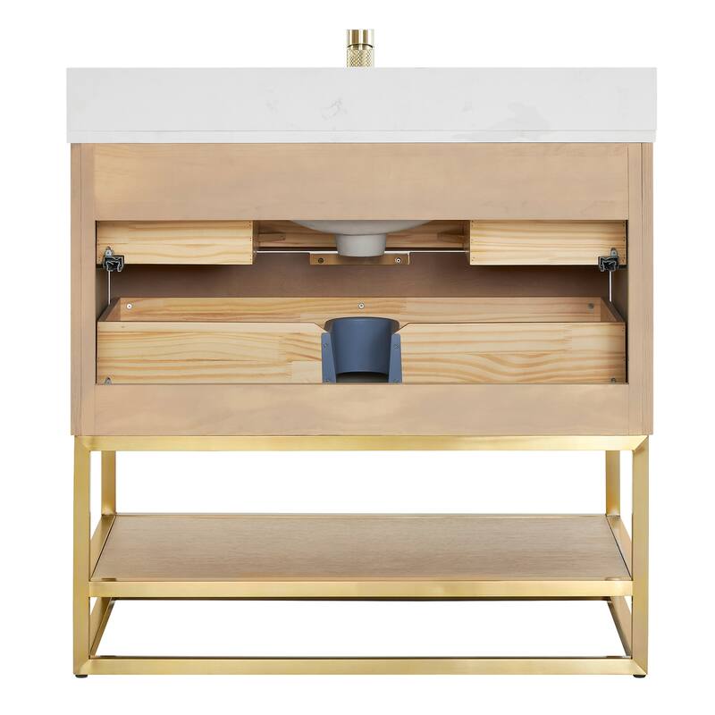 Milagro Bath Vanity with White Quartz Stone Top without Mirror