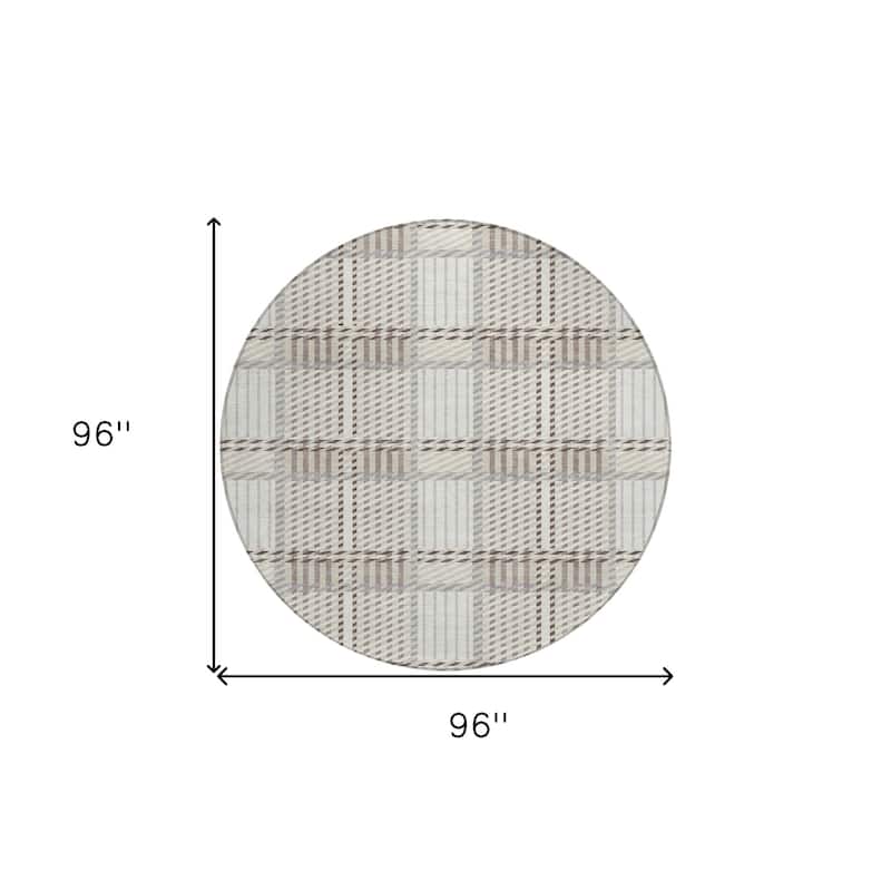 HomeRoots Plaid Transitional Rectangle Outdoor Rug
