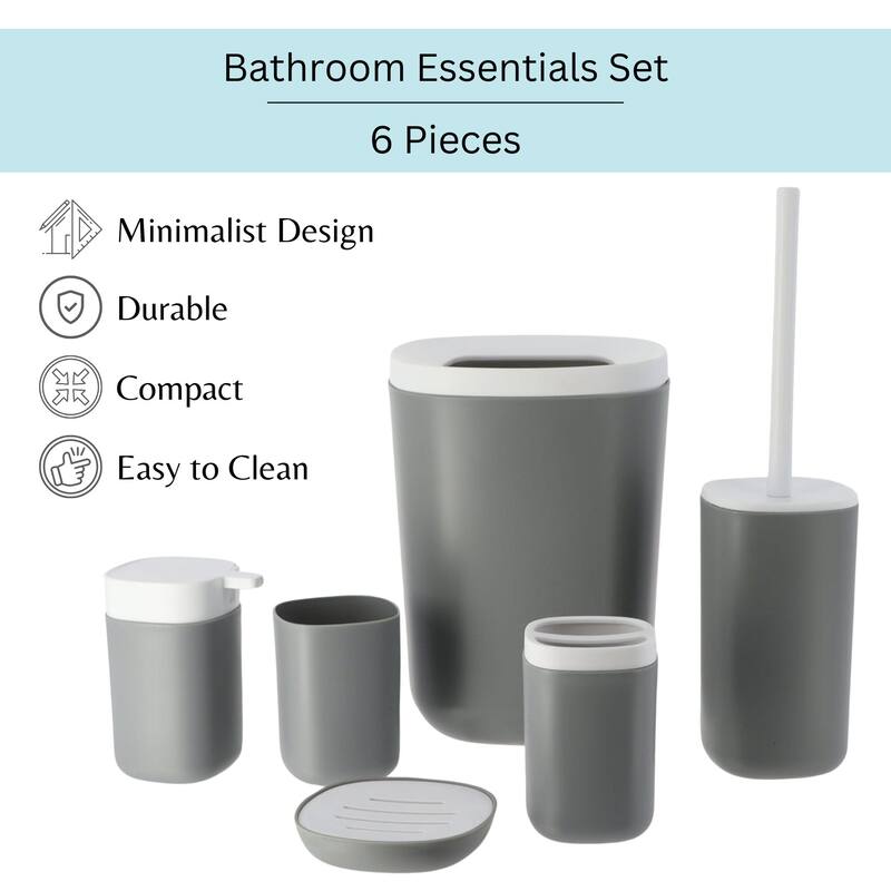 6-Piece Bathroom Accessories Set Modern Design - N/A