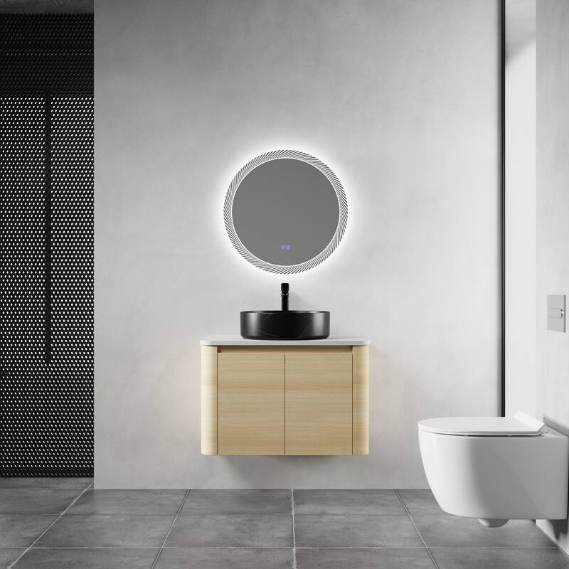 36-inch Bathroom Vanity with 2 Soft Close Doors, Solid Wood Frame Modern Bathroom Storage Cabinet with 3 Drawers - Lake Green